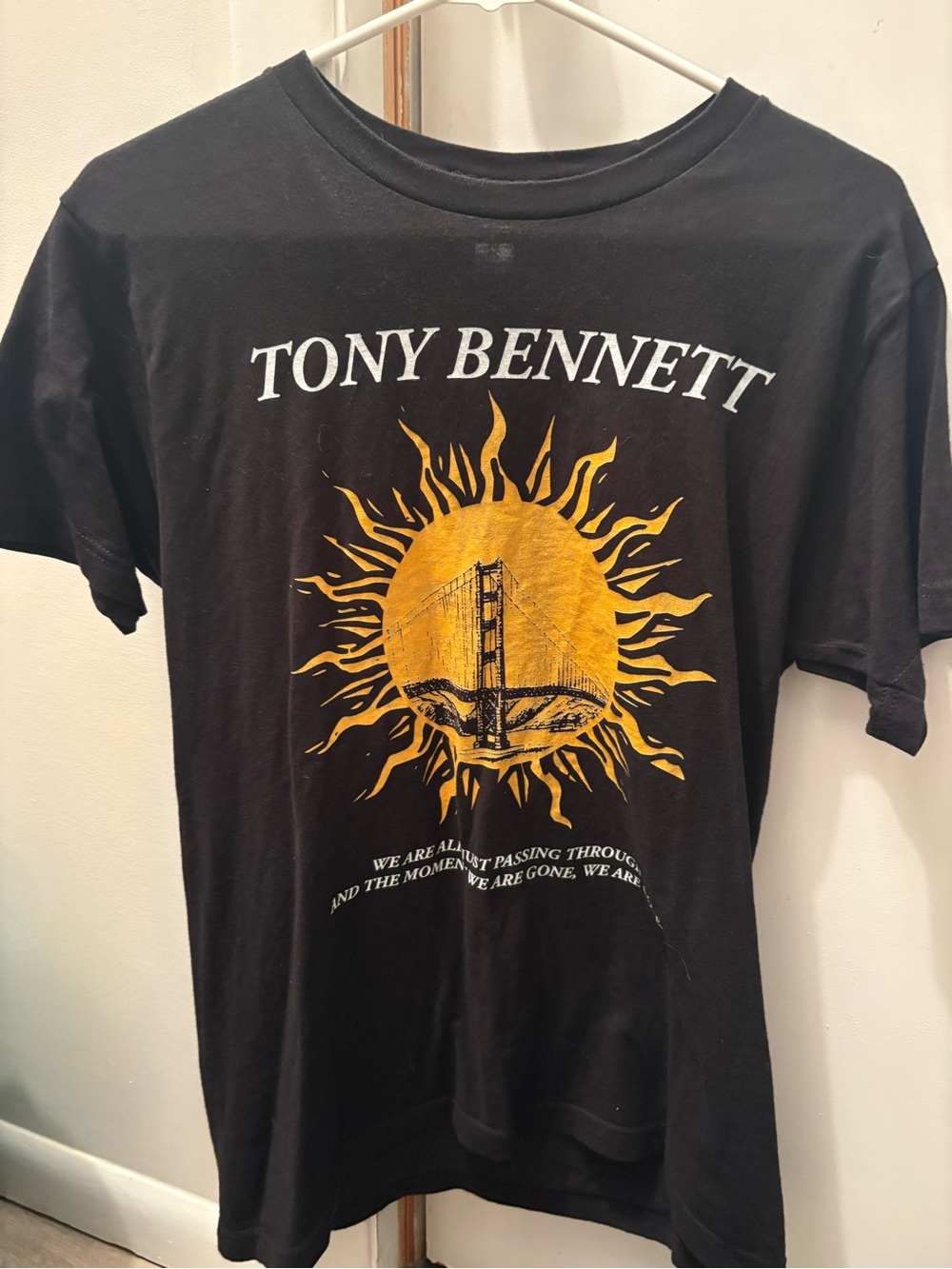 Tony Bennett Black Short-Sleeve Graphic Tee with Yellow Sun & Bridge